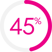 Pie chart with 45% in center