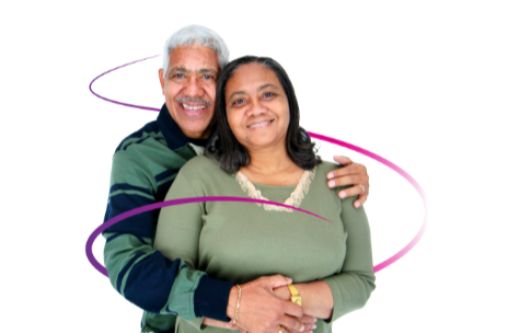 Man hugging woman