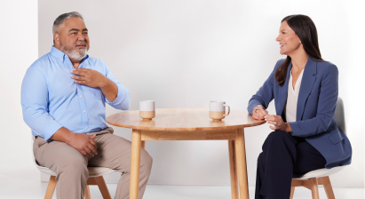 Chase talking to his Patient Access Liason Loni